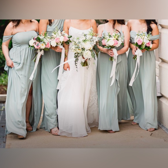 Birdy Grey Theresa Chiffon Bridesmaid Dress - Sage (hemmed; has pockets) - Picture 14 of 16